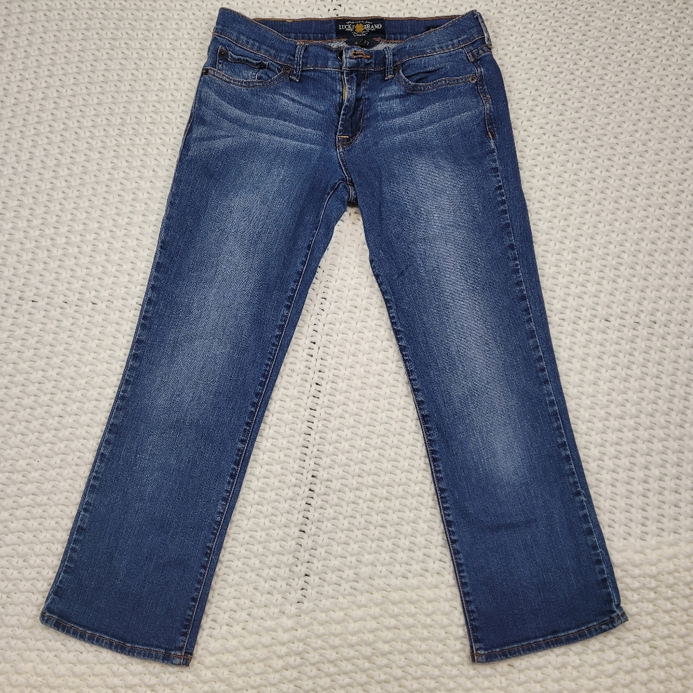 Lucky Brand Sweet'n Crop Women's 4/27 Blue Straight Leg Stretch Denim CropJean